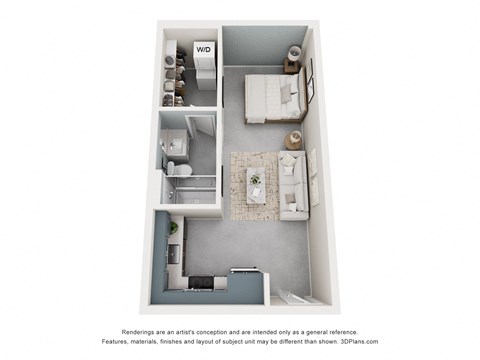 Floor plan for studio, 1 bath, 470 sqft